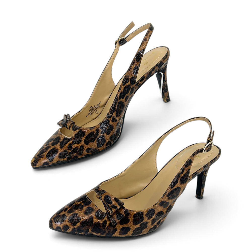 Bandolino Gelli3 Women’s 8M Leopard Print Slingback Kitten Heel Pumps